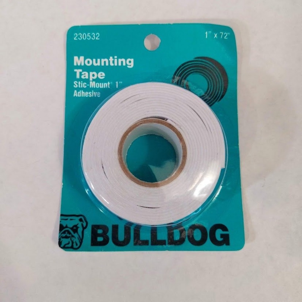 Bulldog Stic-Mount Mounting Tape 1 inch x 72 inch White Adhesive 230532 New
